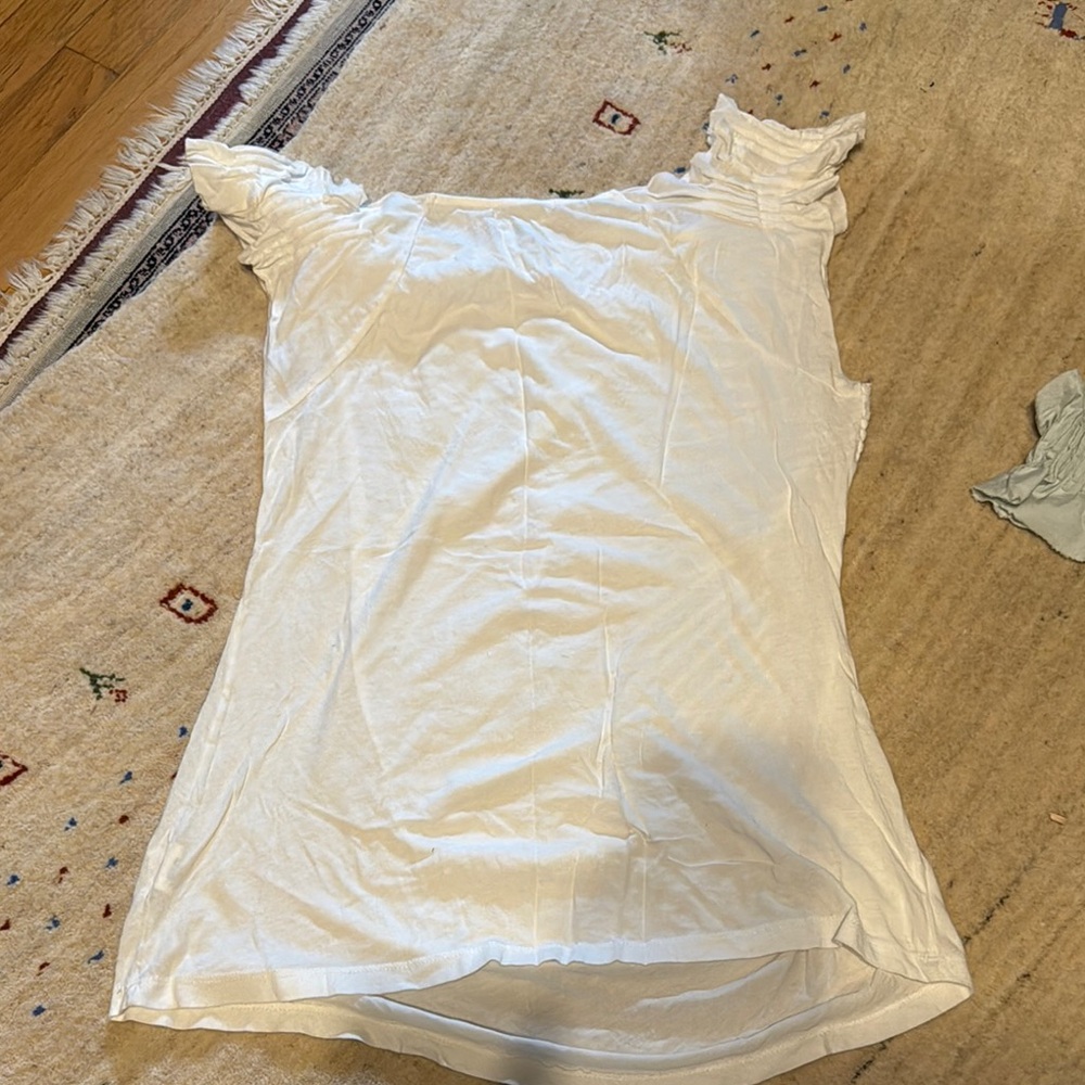Set of 2 baby blue and white Ruffle Sleeve Top anthropologie xl tunic - Picture 4 of 8